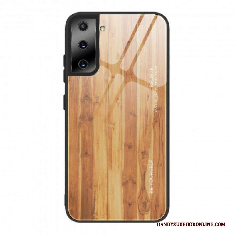 Cover Samsung Galaxy S21 5G Design In Legno Vetro Temperato