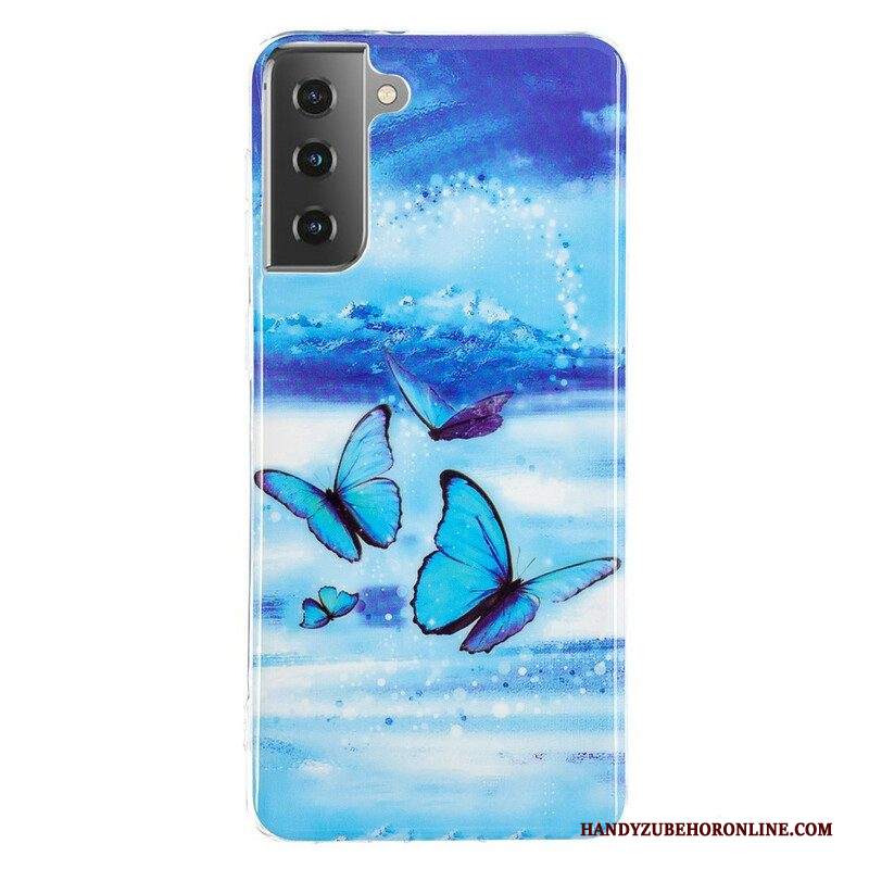 Cover Samsung Galaxy S21 5G Serie Di Farfalle Fluorescenti