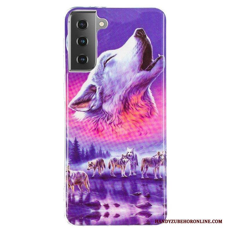 Cover Samsung Galaxy S21 5G Serie Di Lupi Fluorescenti