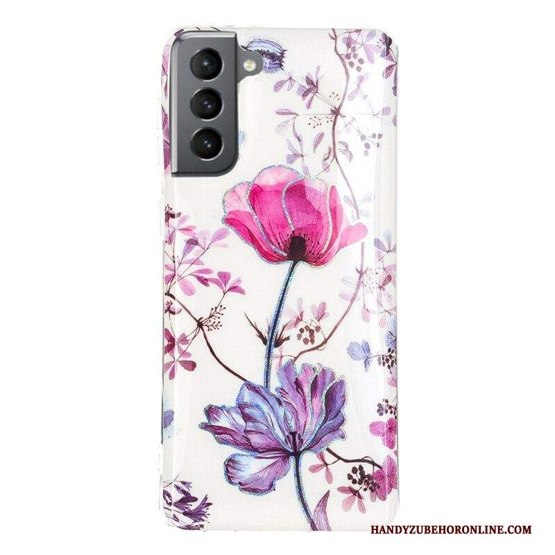 Cover Samsung Galaxy S21 FE Fiori Marmorizzati