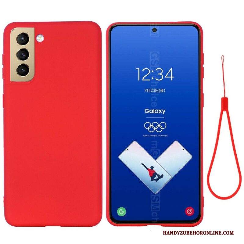 Cover Samsung Galaxy S21 FE Silicone Liquido Con Cordino