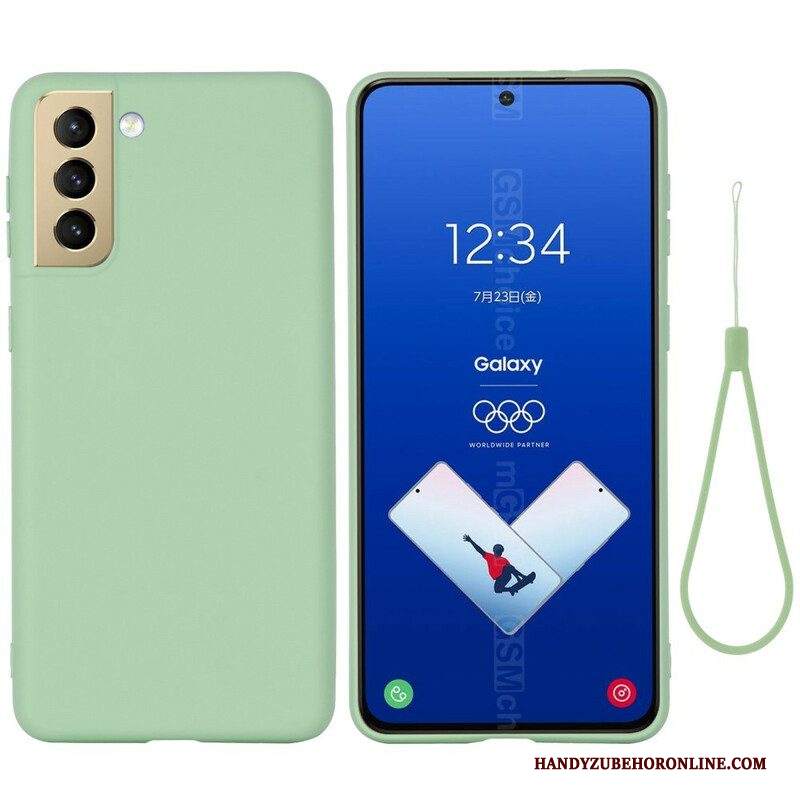 Cover Samsung Galaxy S21 FE Silicone Liquido Con Cordino