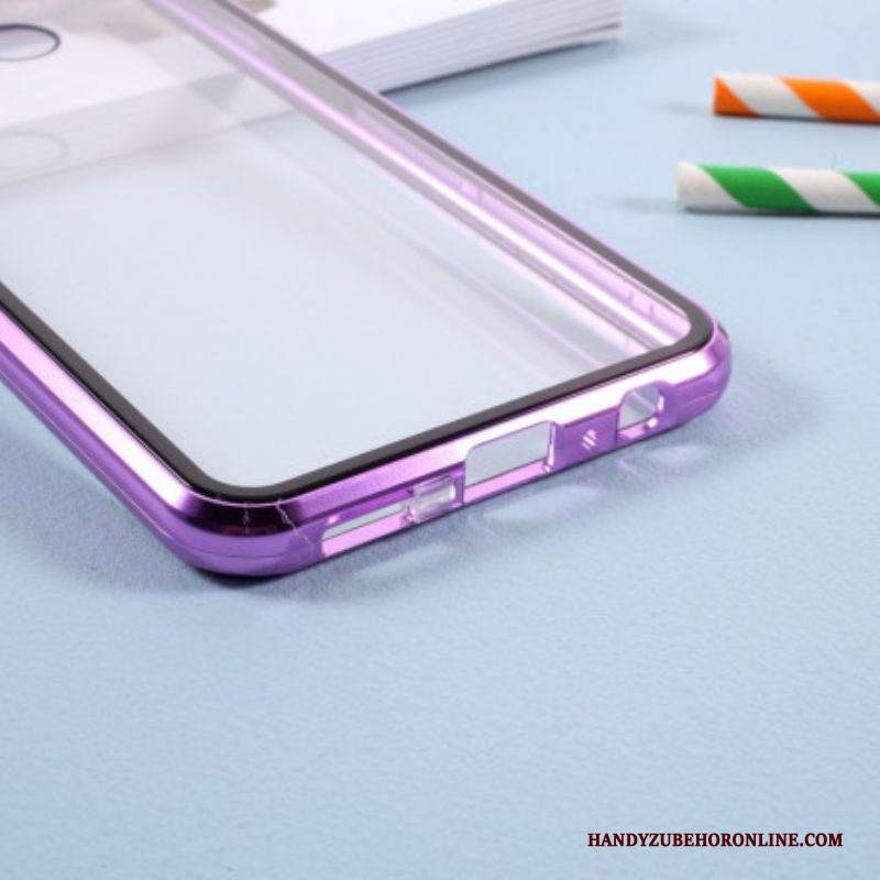 Cover Samsung Galaxy S21 Plus 5G Bordi In Metallo E Doppio Vetro Temperato