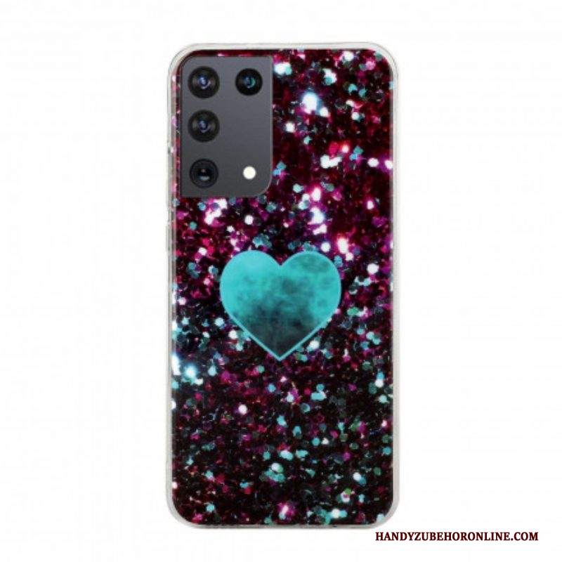 Cover Samsung Galaxy S21 Ultra 5G Cuore Di Marmo Glitterato