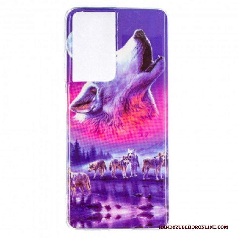 Cover Samsung Galaxy S21 Ultra 5G Serie Di Lupi Fluorescenti