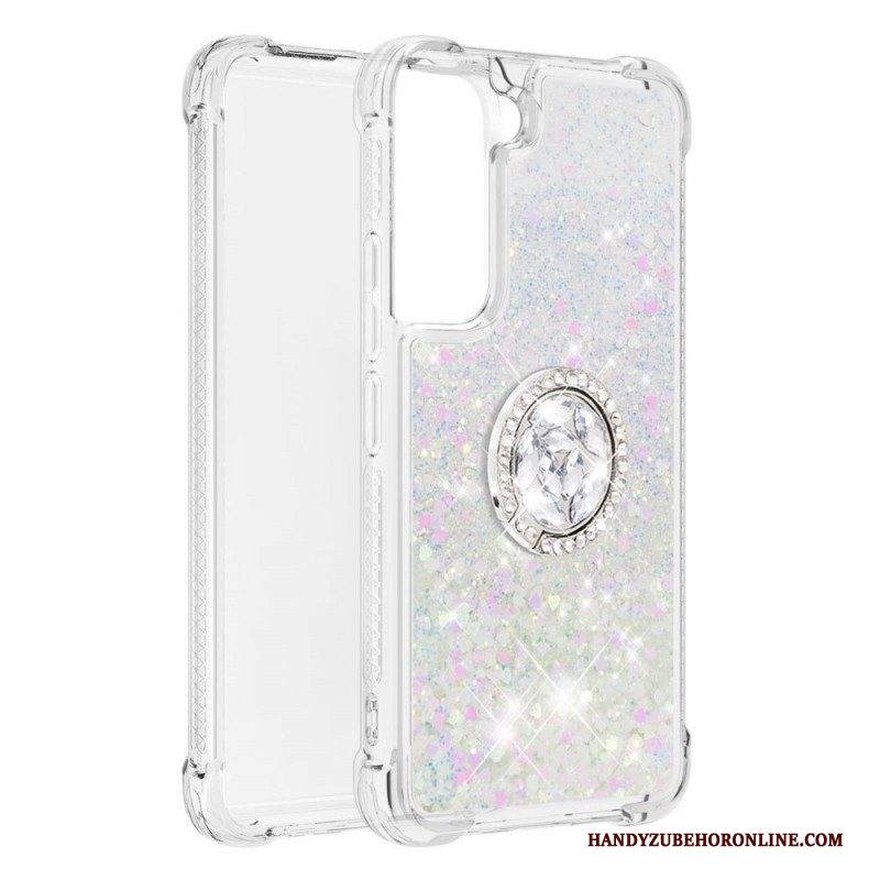 Cover Samsung Galaxy S22 5G Paillettes Con Supporto Ad Anello