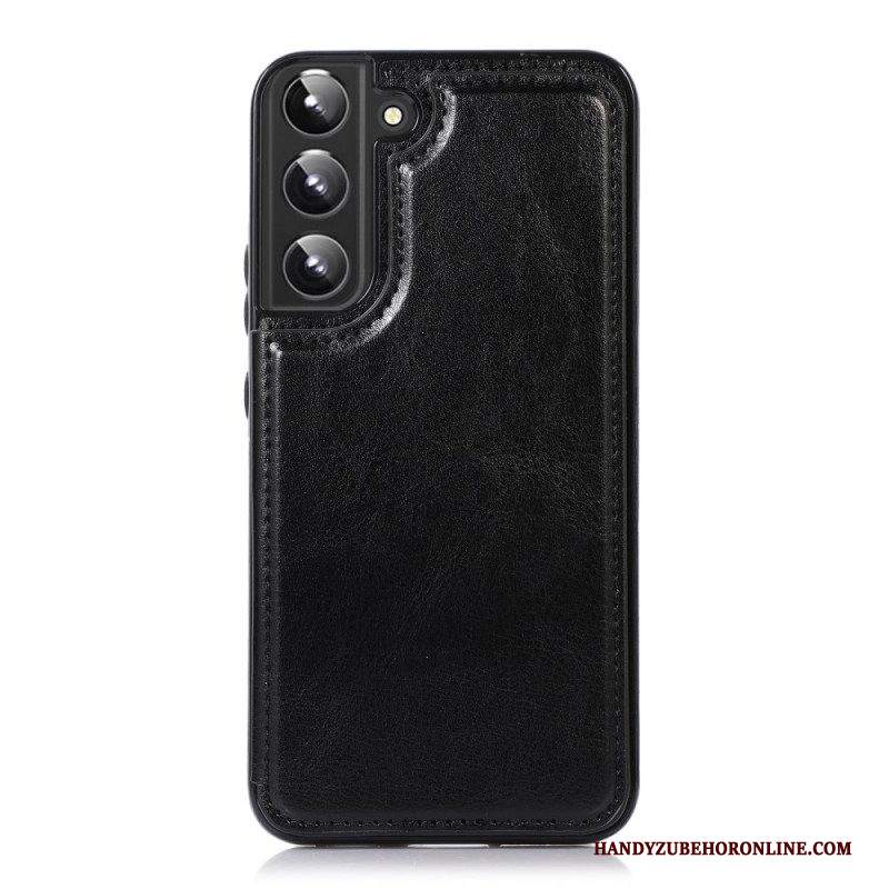 Cover Samsung Galaxy S22 5G Stand Porta Carte Di Design In Pelle