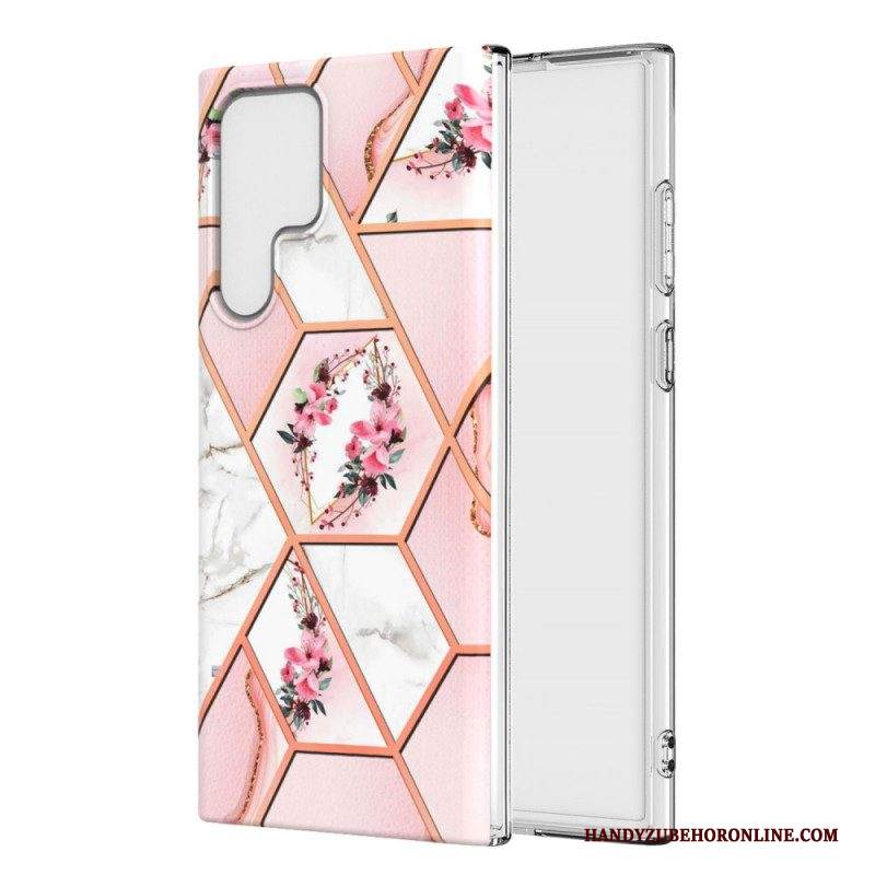 Cover Samsung Galaxy S22 Ultra 5G Floreale Marmorizzato