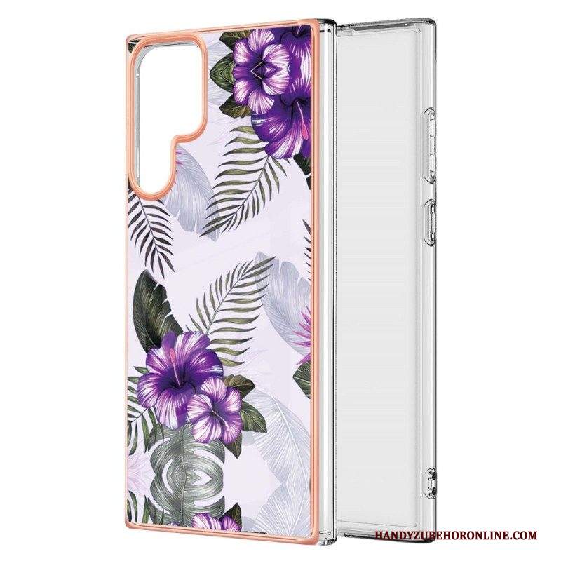 Cover Samsung Galaxy S22 Ultra 5G Floreale Marmorizzato