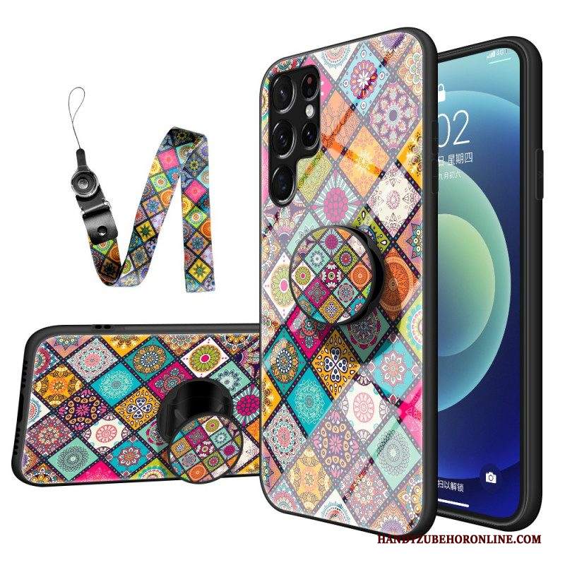 Cover Samsung Galaxy S22 Ultra 5G Supporto Magnetico Patchwork