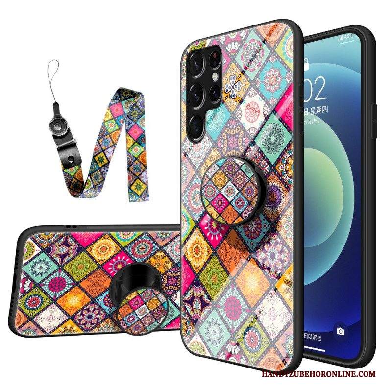 Cover Samsung Galaxy S22 Ultra 5G Supporto Magnetico Patchwork