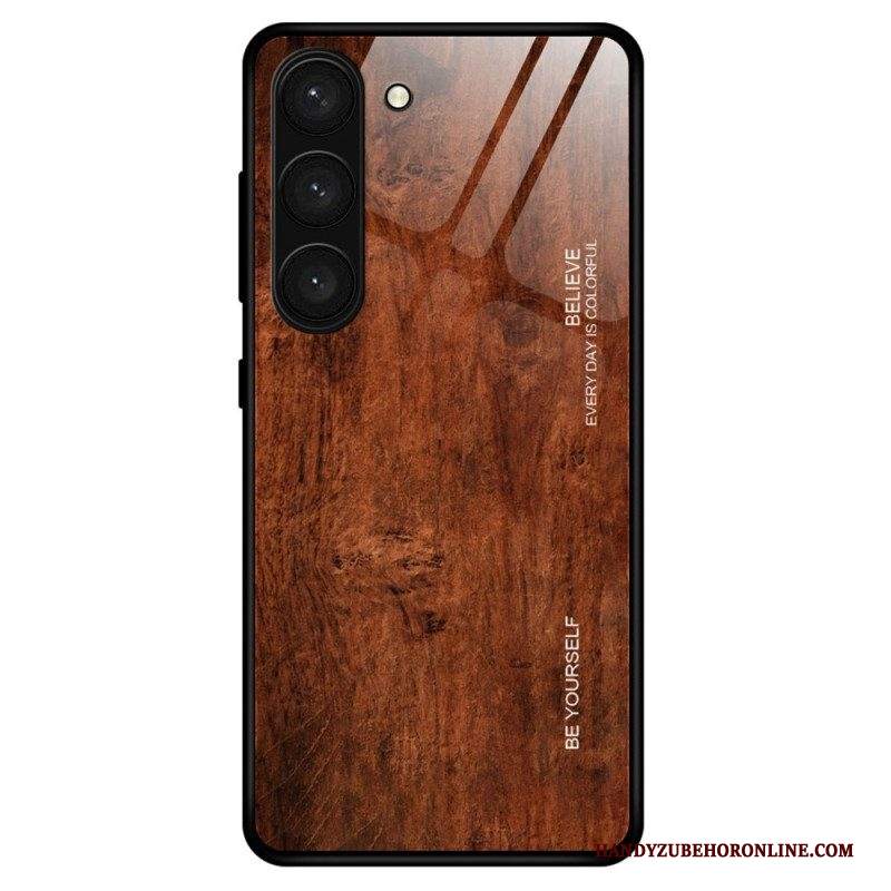 Cover Samsung Galaxy S23 5G Design In Legno Vetro Temperato