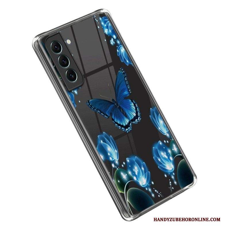 Cover Samsung Galaxy S23 Plus 5G Farfalle Blu