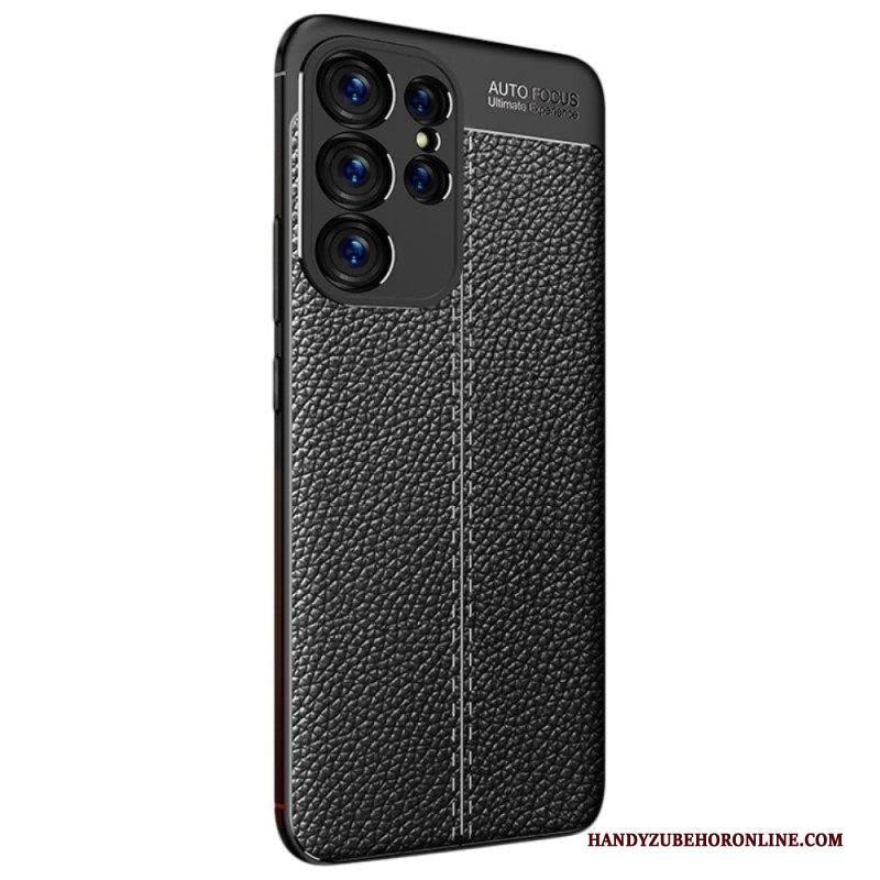 Cover Samsung Galaxy S23 Ultra 5G Doppia Linea Litchi Effetto Pelle