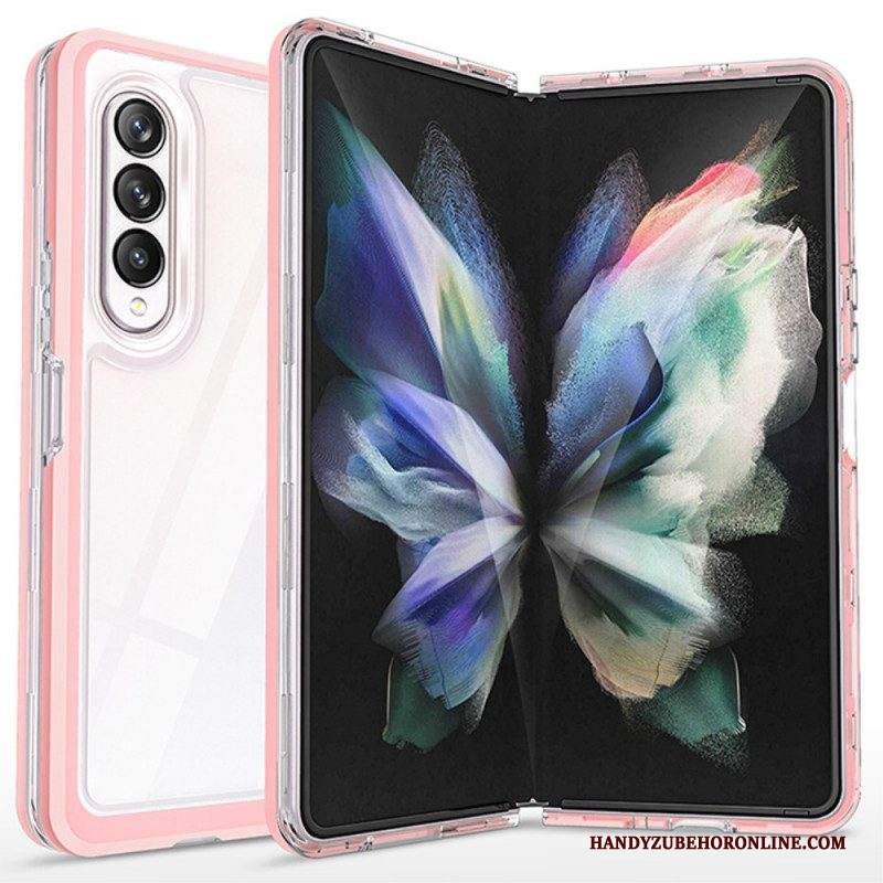 Cover Samsung Galaxy Z Fold 3 5G Bordi Colorati Ibridi Trasparenti