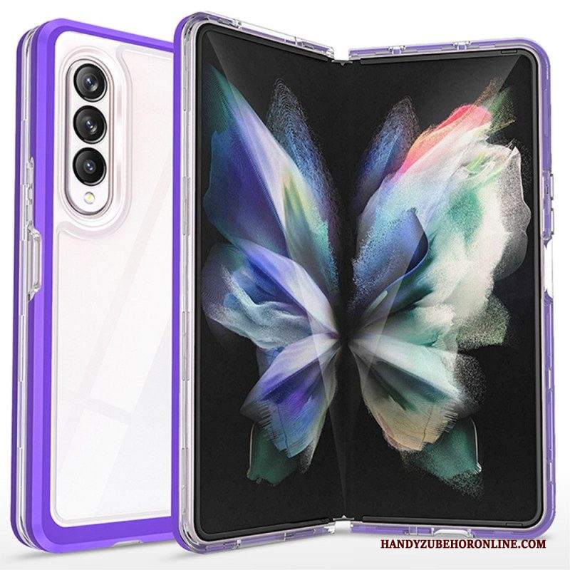 Cover Samsung Galaxy Z Fold 3 5G Bordi Colorati Ibridi Trasparenti