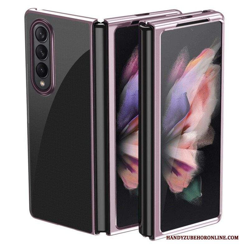 Cover Samsung Galaxy Z Fold 3 5G Bordi In Stile Metallo Trasparente