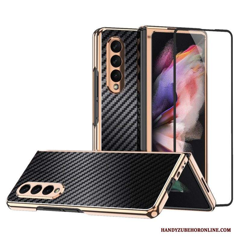 Cover Samsung Galaxy Z Fold 3 5G Fibra Di Carbonio Con Protezione Per Lo Schermo