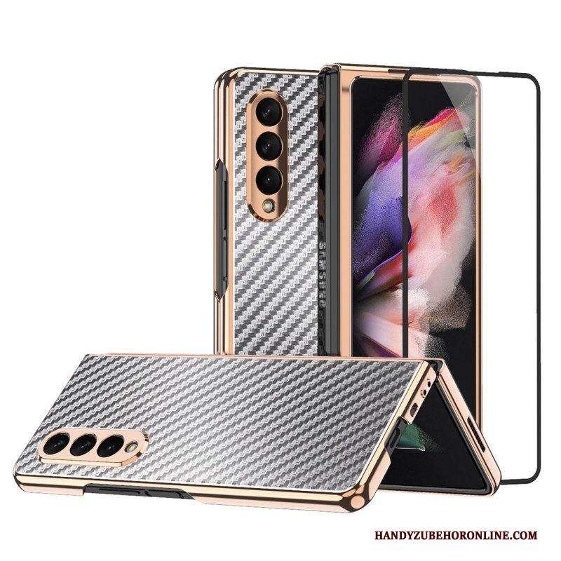 Cover Samsung Galaxy Z Fold 3 5G Fibra Di Carbonio Con Protezione Per Lo Schermo