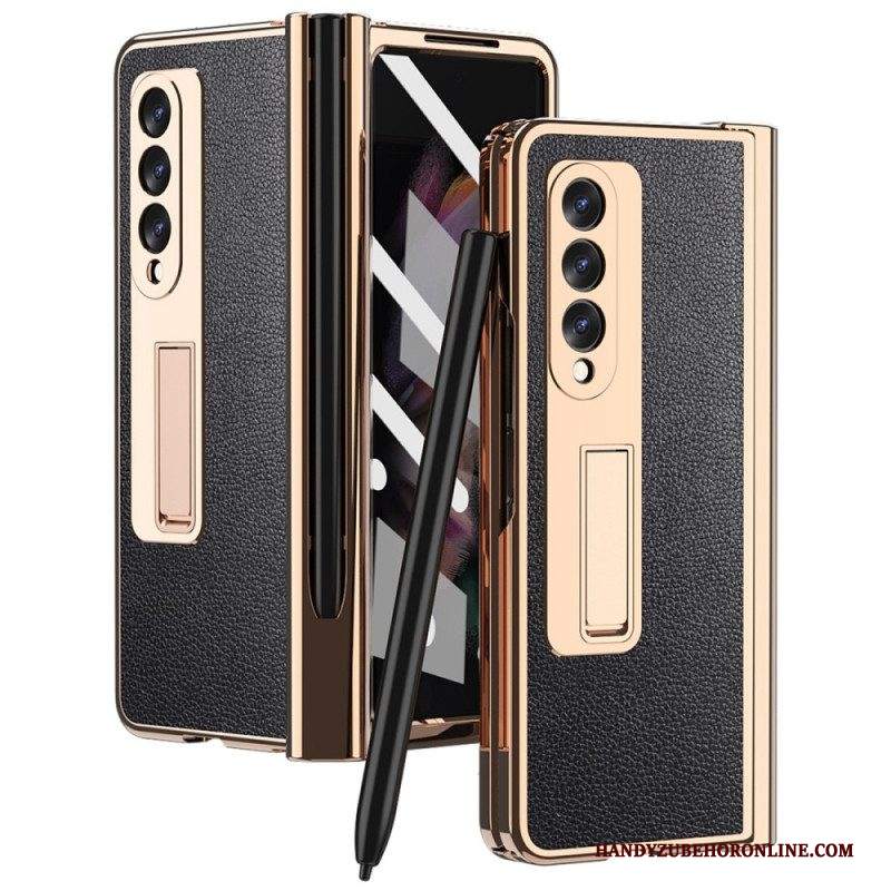 Cover Samsung Galaxy Z Fold 3 5G Pelle Litchi Multifunzione