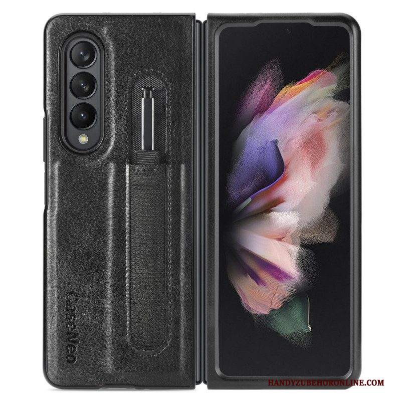 Cover Samsung Galaxy Z Fold 3 5G Porta Stilo In Pelle Stile Caseneo