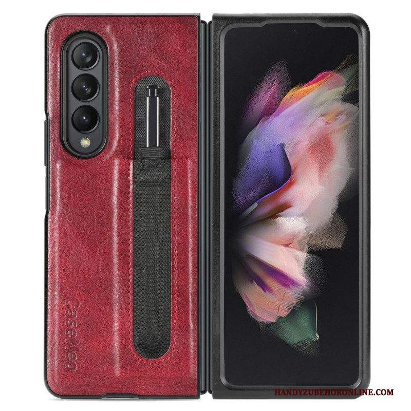 Cover Samsung Galaxy Z Fold 3 5G Porta Stilo In Pelle Stile Caseneo