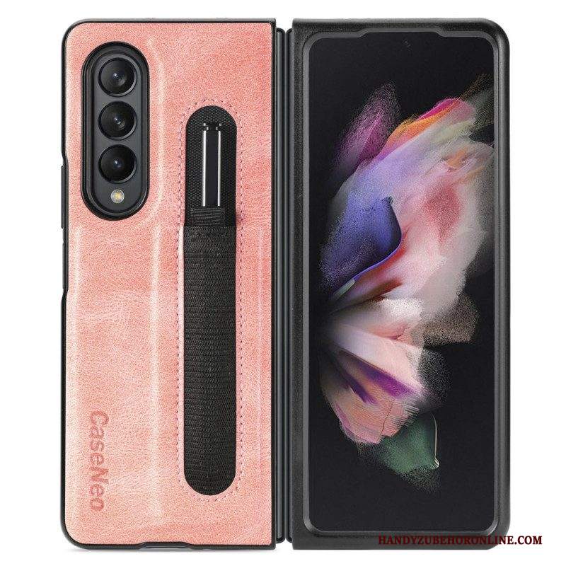 Cover Samsung Galaxy Z Fold 3 5G Porta Stilo In Pelle Stile Caseneo