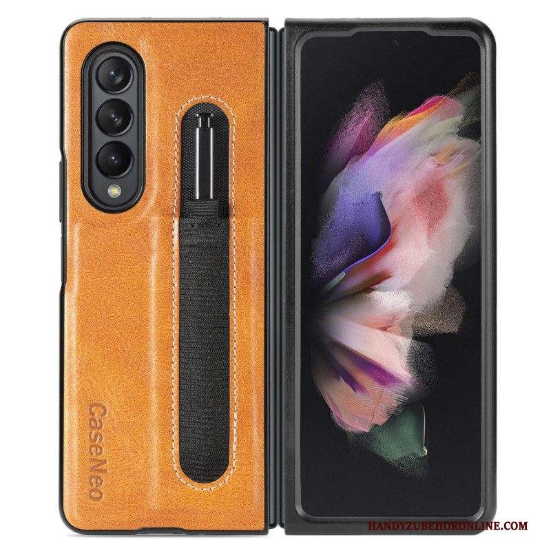 Cover Samsung Galaxy Z Fold 3 5G Porta Stilo In Pelle Stile Caseneo