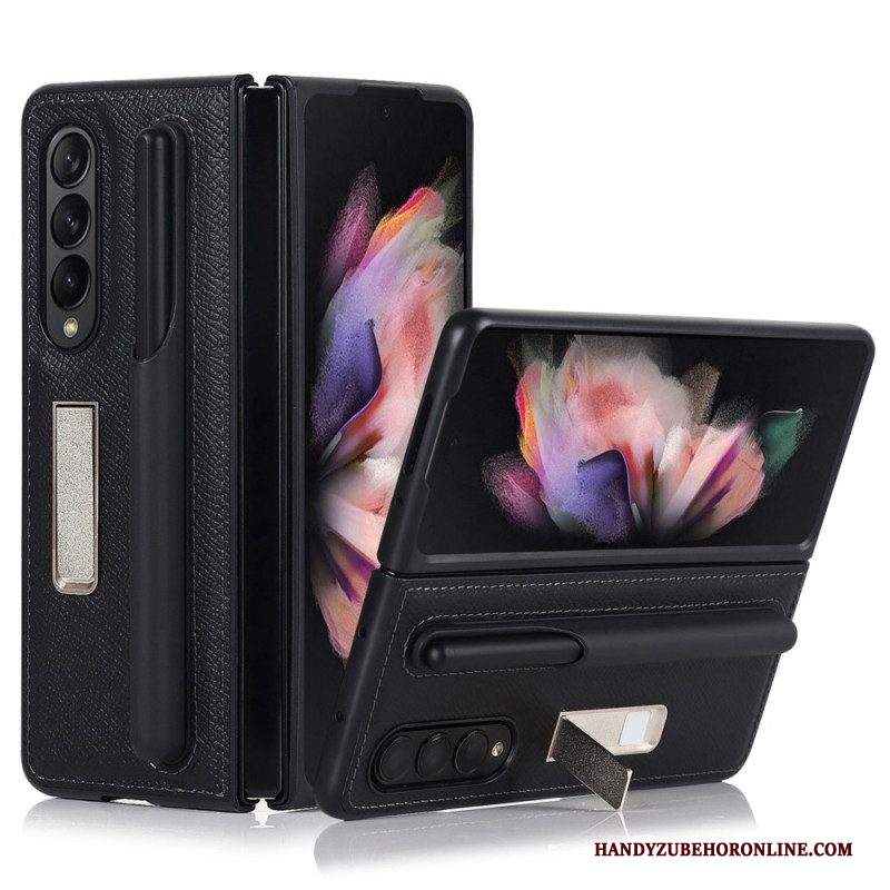 Cover Samsung Galaxy Z Fold 3 5G Supporto In Vera Pelle E Supporto Per Stilo