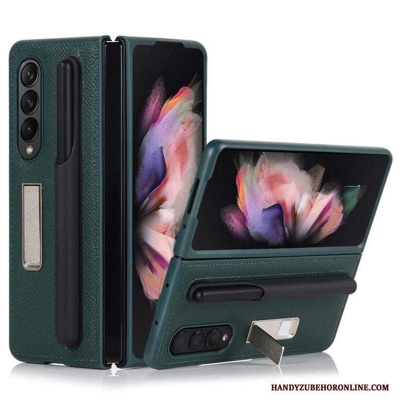 Cover Samsung Galaxy Z Fold 3 5G Supporto In Vera Pelle E Supporto Per Stilo