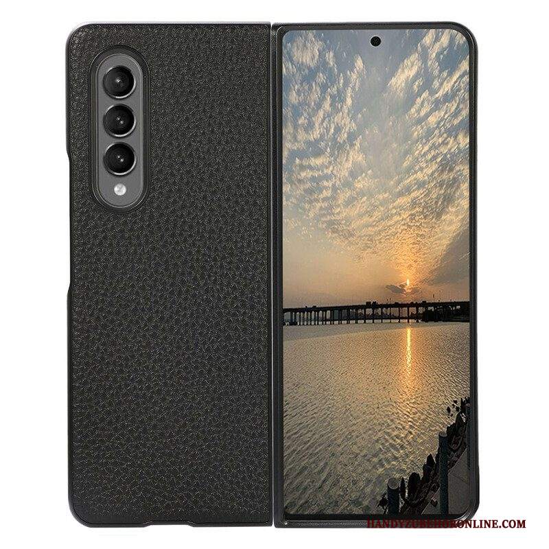 Cover Samsung Galaxy Z Fold 3 5G Vera Pelle Di Litchi