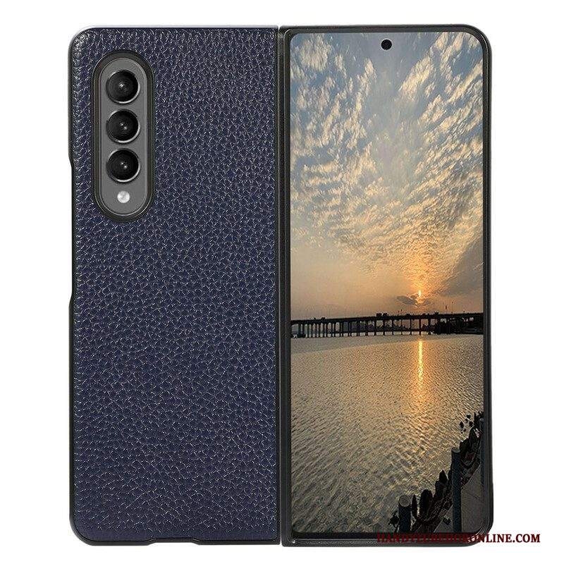 Cover Samsung Galaxy Z Fold 3 5G Vera Pelle Di Litchi