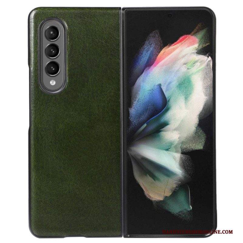 Cover Samsung Galaxy Z Fold 4 Classica Vera Pelle Di Mucca