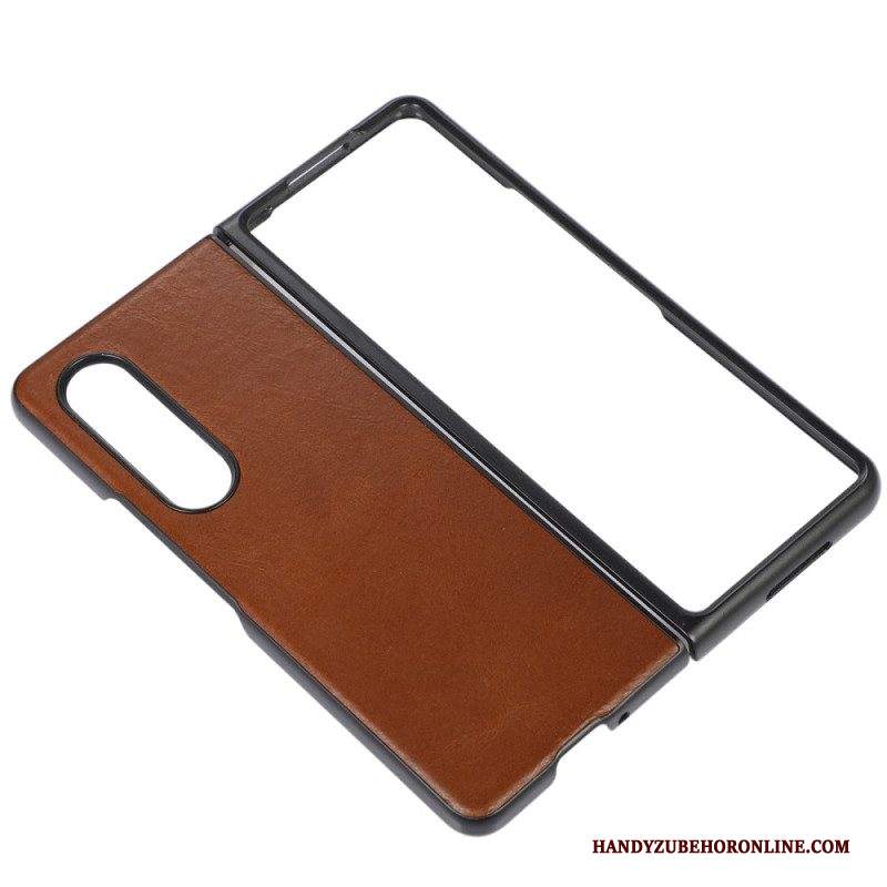 Cover Samsung Galaxy Z Fold 4 Classica Vera Pelle Di Mucca