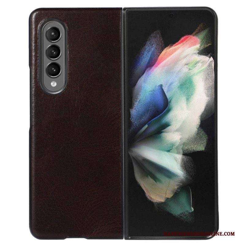 Cover Samsung Galaxy Z Fold 4 Classica Vera Pelle Di Mucca