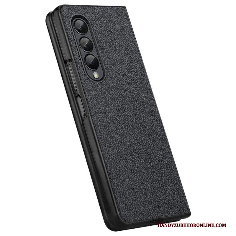 Cover Samsung Galaxy Z Fold 4 Litchi In Vera Pelle