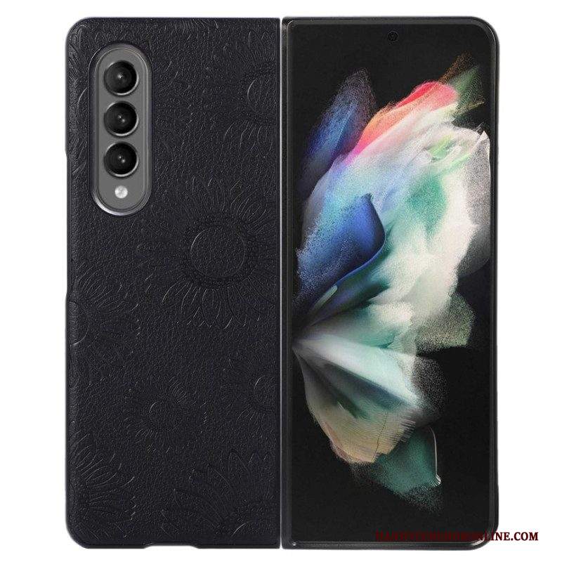 Cover Samsung Galaxy Z Fold 4 Modello Girasole Rivestito In Similpelle