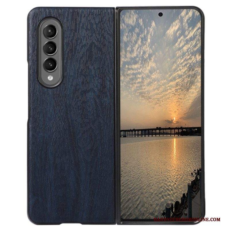 Cover Samsung Galaxy Z Fold 4 Trama Di Legno In Ecopelle