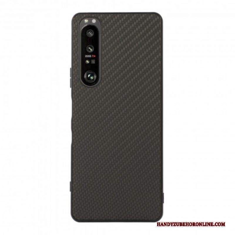 Cover Sony Xperia 1 III Texture In Fibra Di Carbonio Effetto Pelle