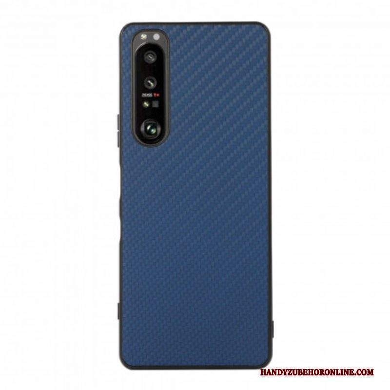 Cover Sony Xperia 1 III Texture In Fibra Di Carbonio Effetto Pelle