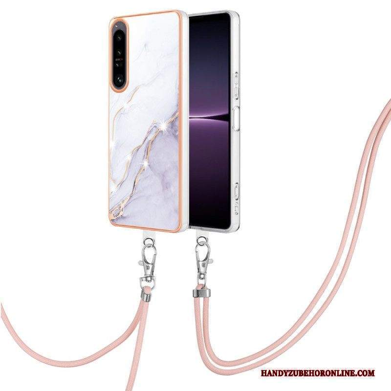 Cover Sony Xperia 1 IV Con Cordone Di Marmo