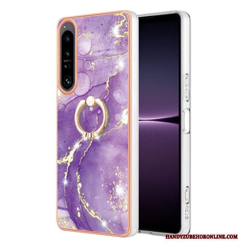 Cover Sony Xperia 1 IV Marmo Con Supporto Ad Anello