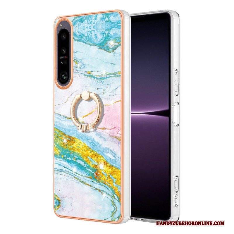 Cover Sony Xperia 1 IV Marmo Con Supporto Ad Anello