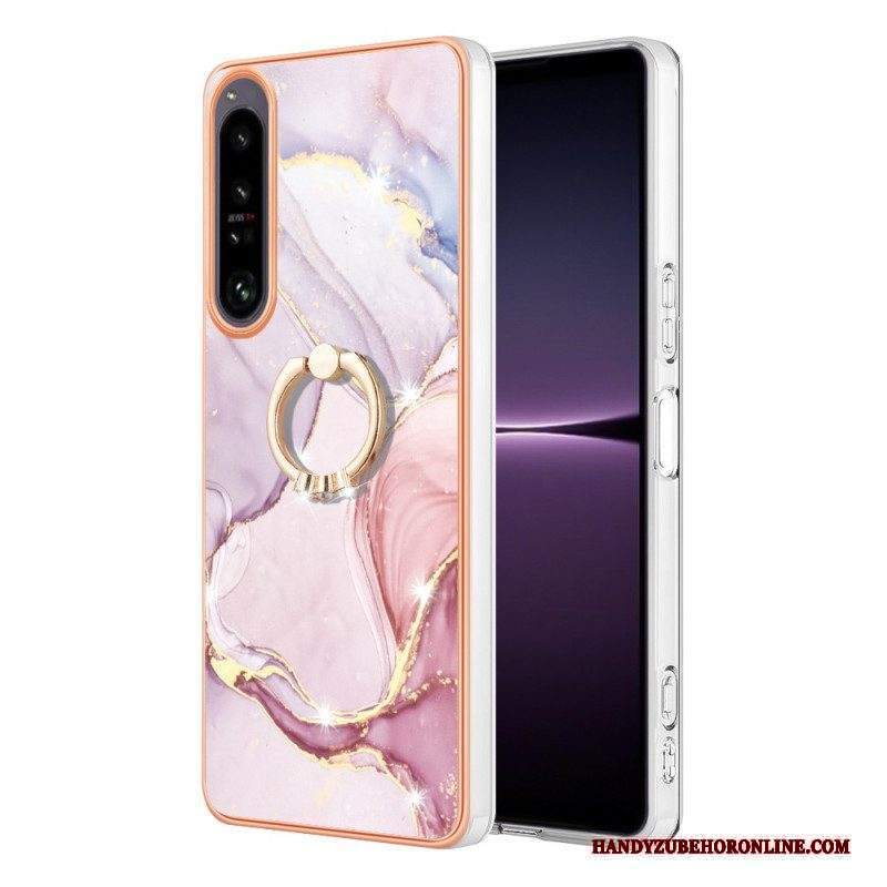 Cover Sony Xperia 1 IV Marmo Con Supporto Ad Anello