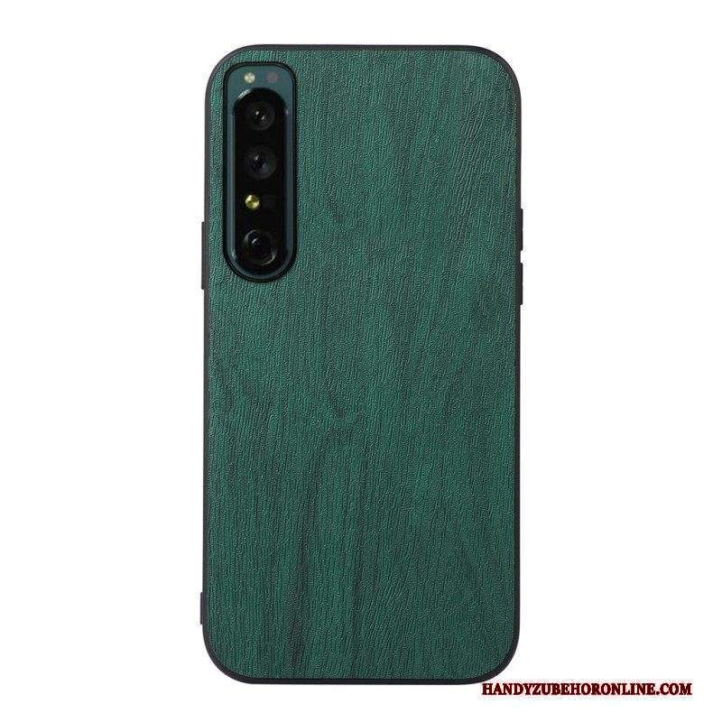 Cover Sony Xperia 1 IV Trama Di Legno In Ecopelle