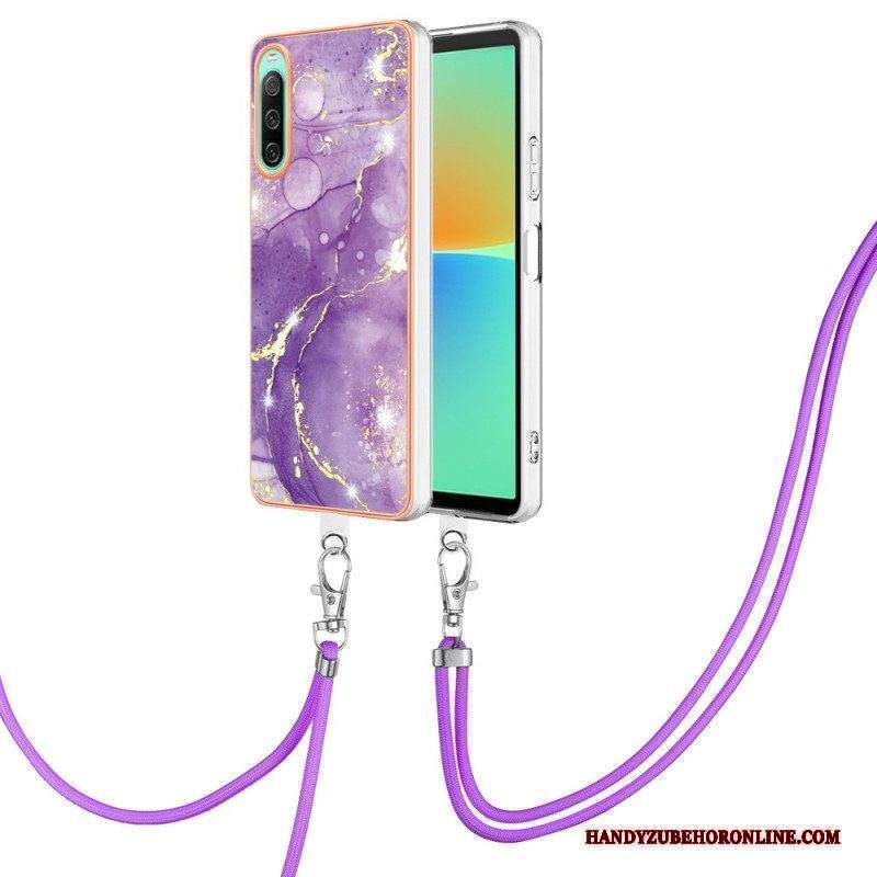 Cover Sony Xperia 10 IV Con Cordone Di Marmo