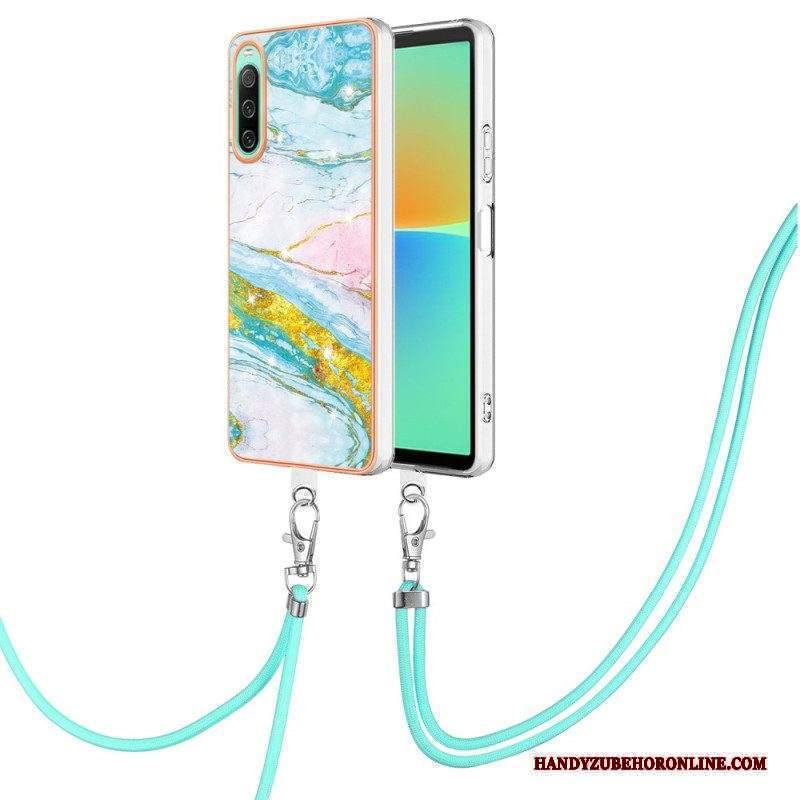 Cover Sony Xperia 10 IV Con Cordone Di Marmo