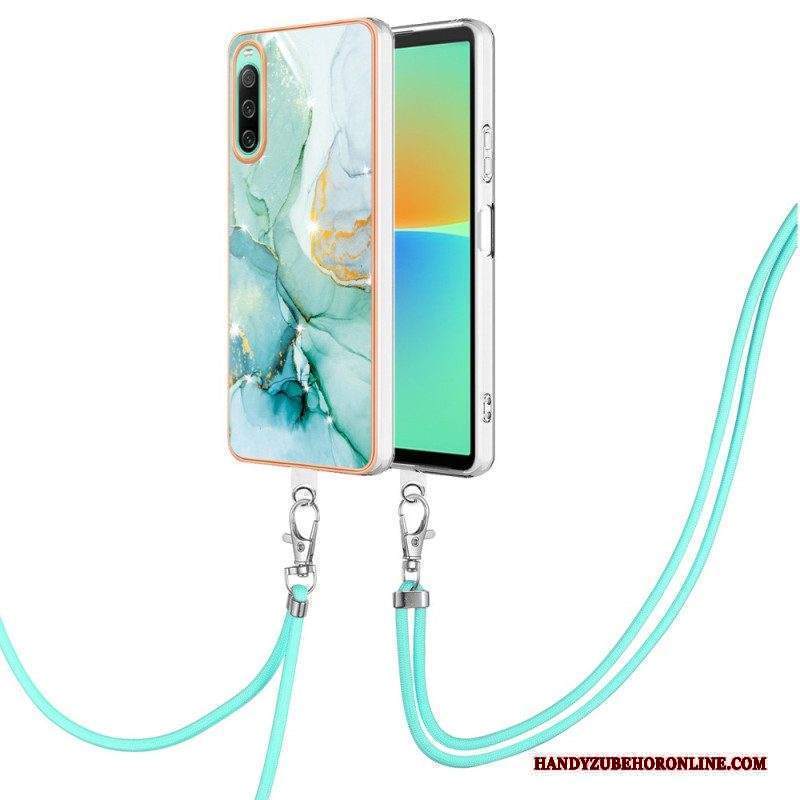 Cover Sony Xperia 10 IV Con Cordone Di Marmo