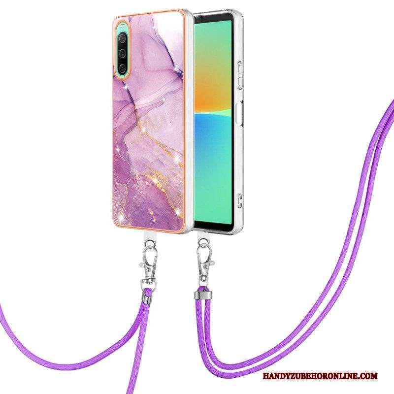 Cover Sony Xperia 10 IV Con Cordone Di Marmo