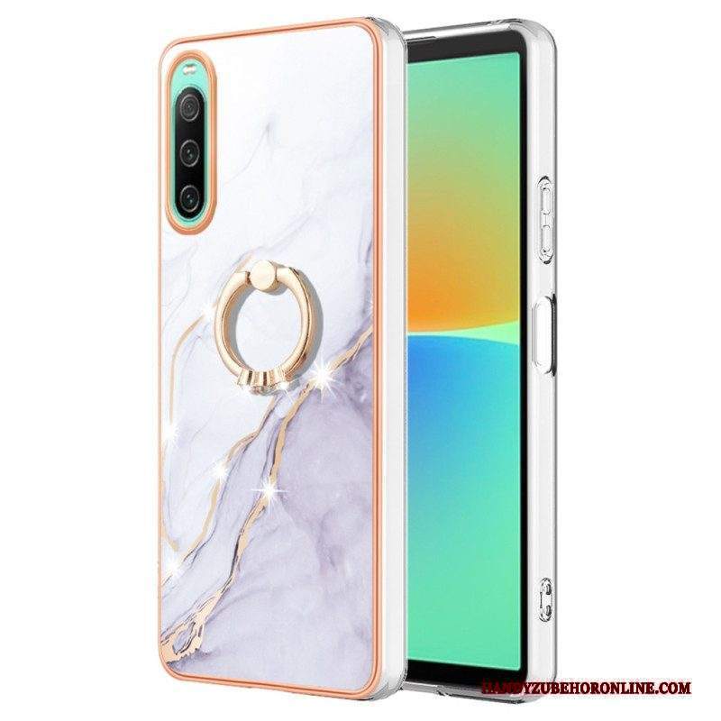 Cover Sony Xperia 10 IV Marmo Con Supporto Ad Anello